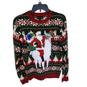 Blizzard Bay Ugly Christmas Santa Llama Sweater Small